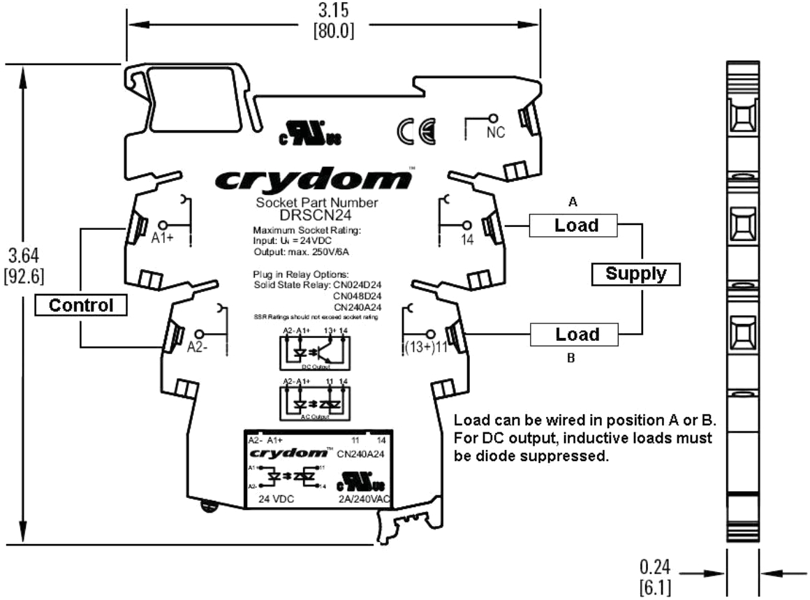 ממסר מצב מוצק לפס דין CRYDOM SSR DRA-CN240A24